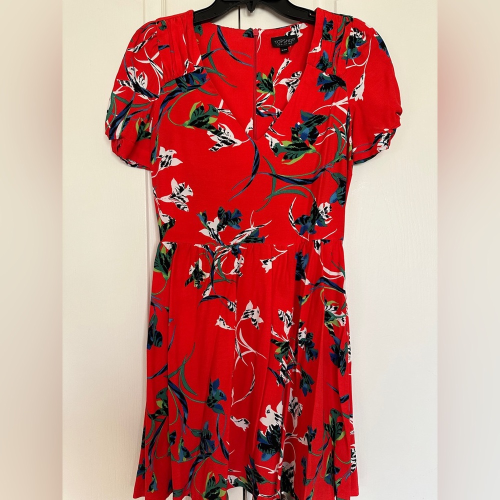 Topshop - Floral Red Dress